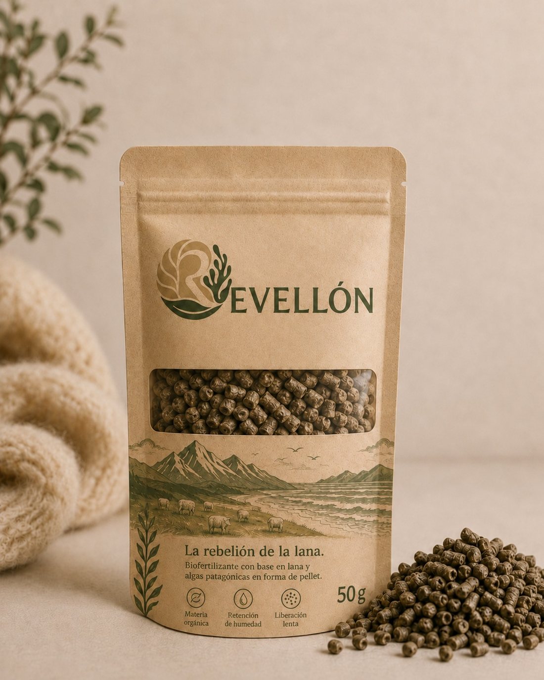 Revellon Pellet, fertilizante orgánico a base de lana de descarte.